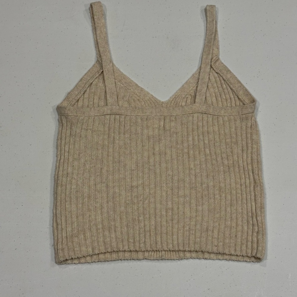 Auden Heather Beige Knit Cropped Tank Top, Size XS - Picture 3 of 5